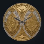 Silver and Gold Art Deco Muster Große Wanduhr<br><div class="desc">Vintages Deko-Muster mit verzierten Details und metallischem Glanz.</div>