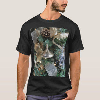 Silver and Gold Christmas Tree - Holiday Art T-Shirt