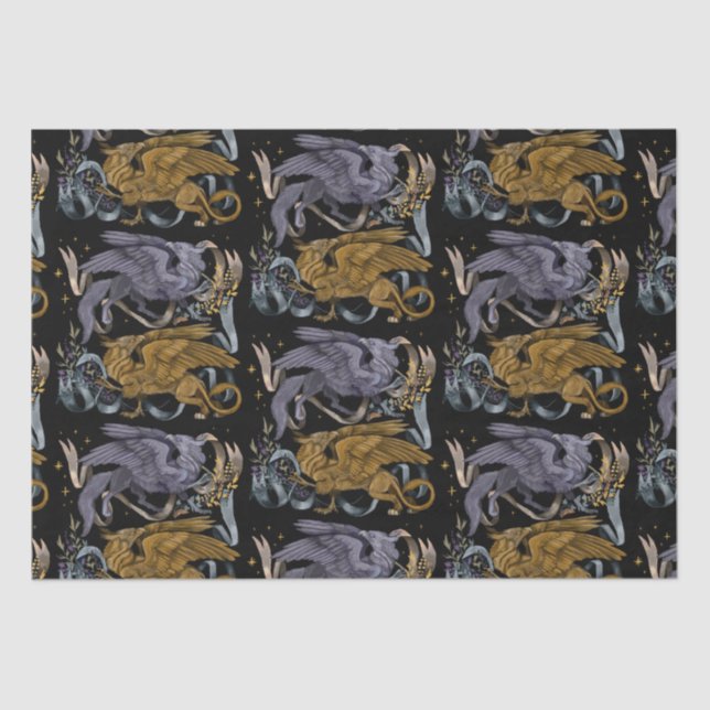 Silver and Gold Griffin Pattern Seidenpapier (Vorderseite)