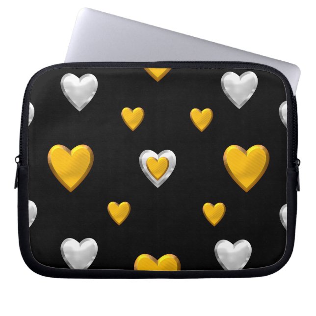 Silver and Gold Hearts Laptopschutzhülle (Vorderseite)