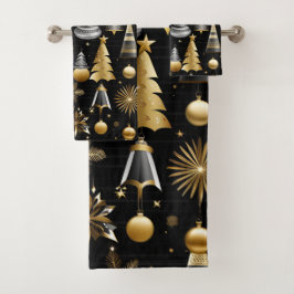 Silver and Gold Holiday Ornaments Muster Badhandtuch Set