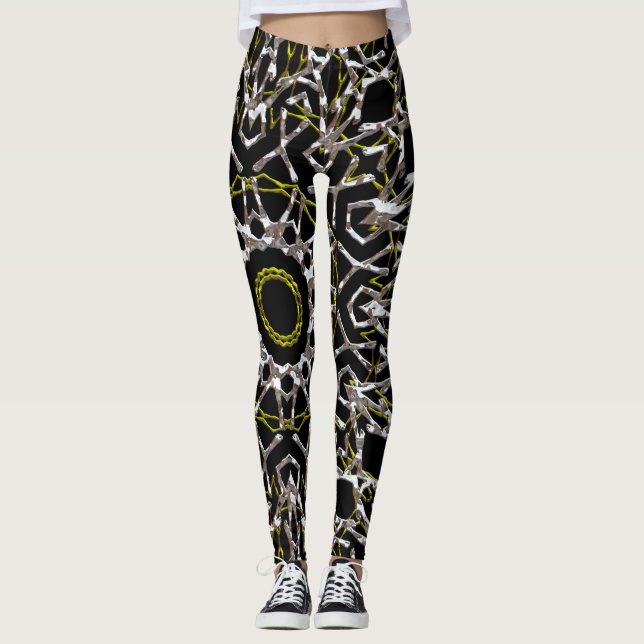 Silver and Gold Mandala Leggings (Vorderseite)