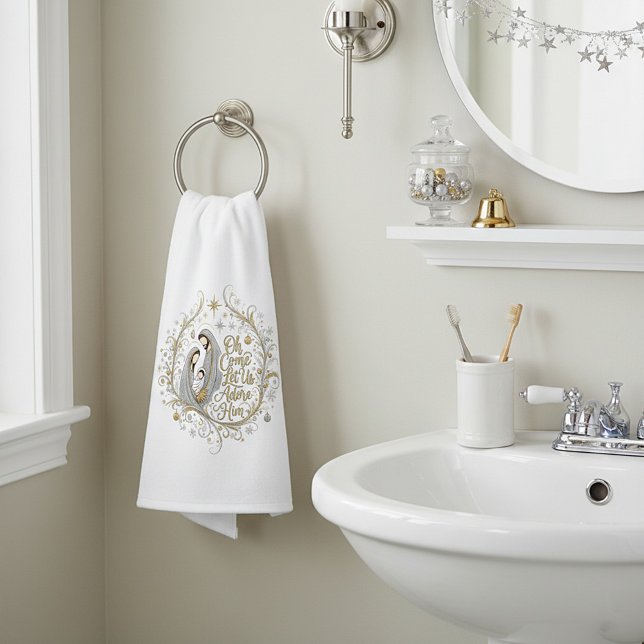 Silver and gold nativity Christmas Handtuch (Von Creator hochgeladen)