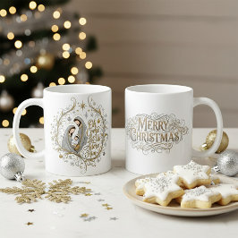 Silver and gold nativity Christmas Kaffeetasse