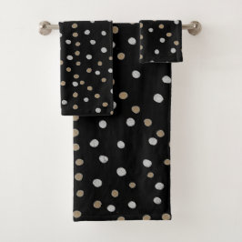 Silver and Gold Polka Dots Badhandtuch Set