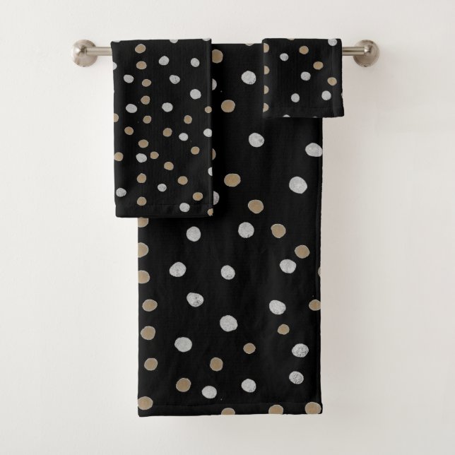 Silver and Gold Polka Dots Badhandtuch Set (Insitu)