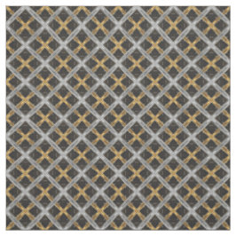 Silver and Gold Ribbon on Black Tile Pattern Stoff