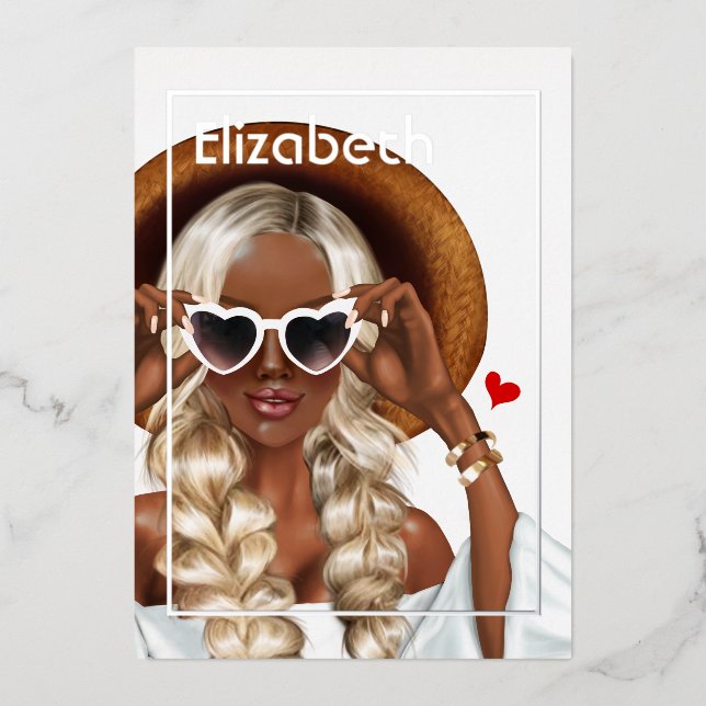 Silver and Gold Summer Birthday Party Folieneinladung (Vorderseite)