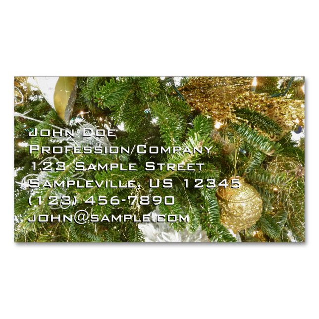 Silver and Gold Weihnachtsbaum I Urlaub Magnetische Visitenkarte (Vorderseite)