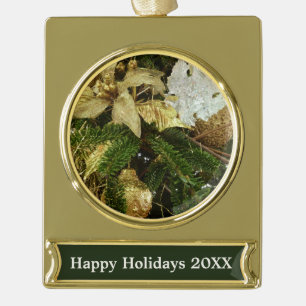 Silver and Gold Weihnachtsbaum II Urlaub Banner-Ornament Gold