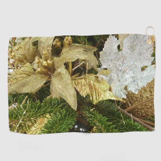 Silver and Gold Weihnachtsbaum II Urlaub Golfhandtuch (Horizontal)