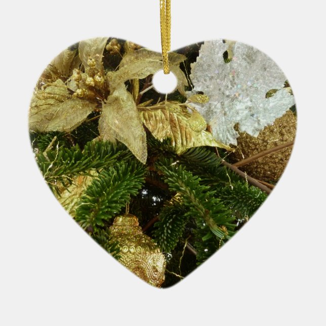 Silver and Gold Weihnachtsbaum II Urlaub Keramik Ornament (Vorne)