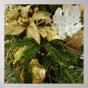 Silver and Gold Weihnachtsbaum II Urlaub Poster
