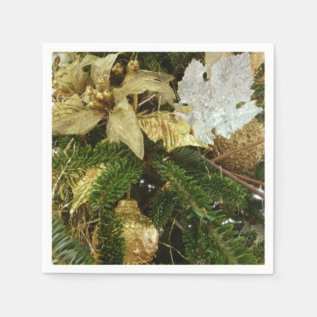 Silver and Gold Weihnachtsbaum II Urlaub Serviette (Vorderseite)