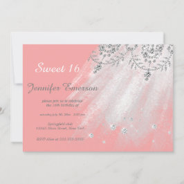 Silver and Gray Dress Glitzer 16 . Geburtstag Einladung