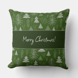 Silver and Green Christmas Tree Forest Pattern Kissen