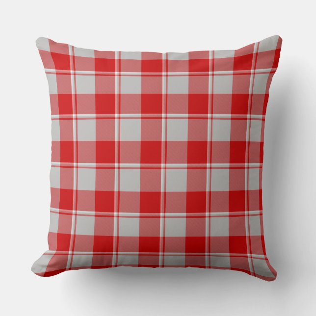 Silver and Guardsman Red Plaid Kissen (Vorderseite)