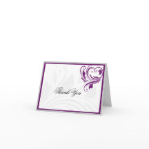 Silver and Lila Floral Heart Scroll Danke