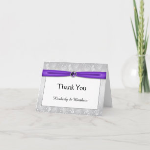 Silver and Lila Ribbon Gemstones Vielen Dank Dankeskarte