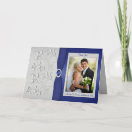 Silver and Navy Foto von Thank You Card Dankeskarte