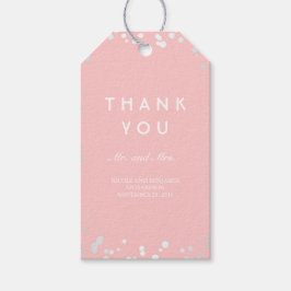Silver and Pink Confetti Elegante Wedding Geschenkanhänger