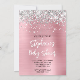 Silver and Pink Glam Online Registry Baby Dusche Einladung