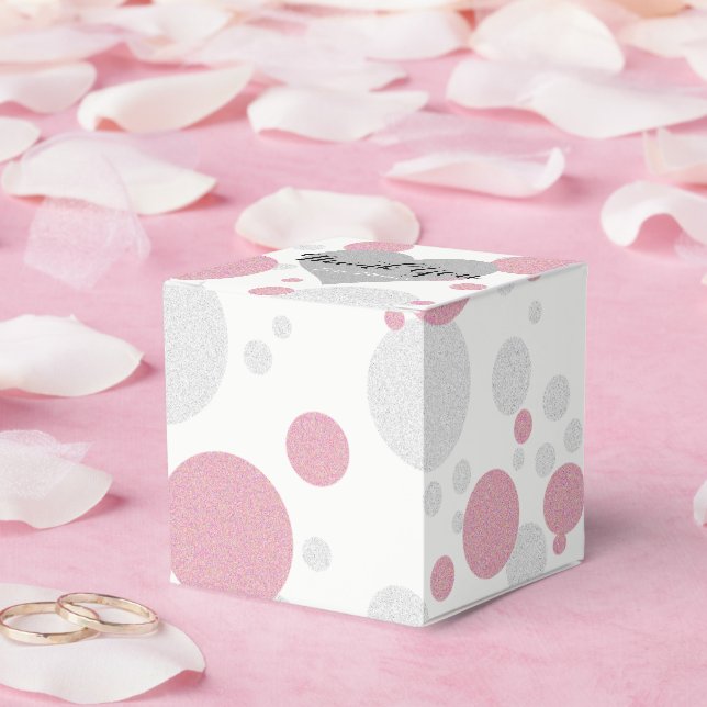 Silver and Pink Polka Dot Shower Party Geschenkschachtel (Hochzeit)