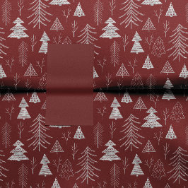 Silver and Red Christmas Tree Forest Pattern Seidenpapier