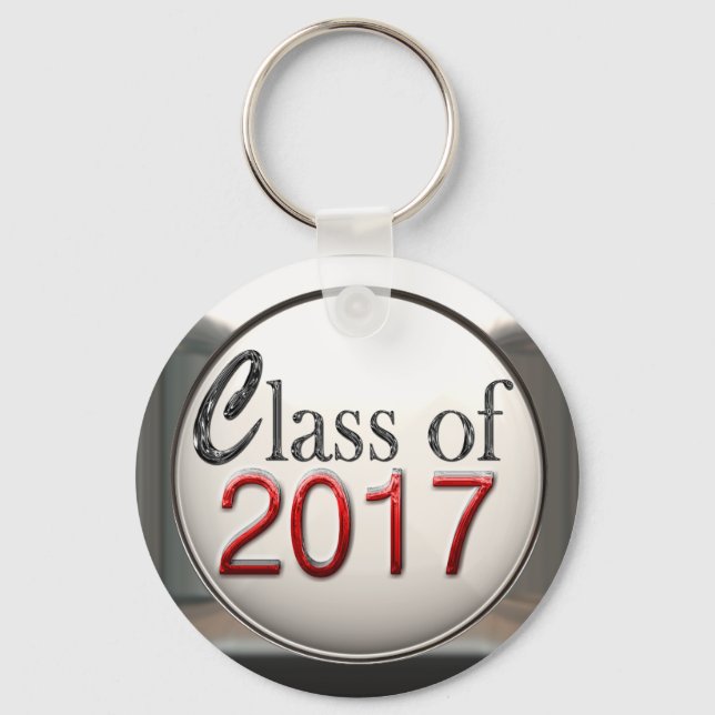 Silver and Red Class of 2017 Abschluss Schlüsselan Schlüsselanhänger (Vorderseite)