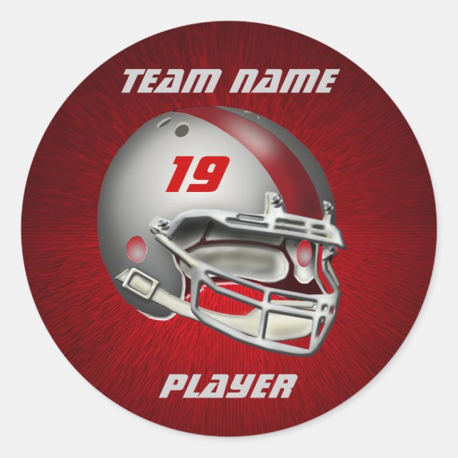 Silver and Red Football Helmet Runder Aufkleber (Vorderseite)