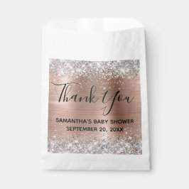 Silver and Rose Gold Foil Baby Dusche Vielen Dank Geschenktütchen