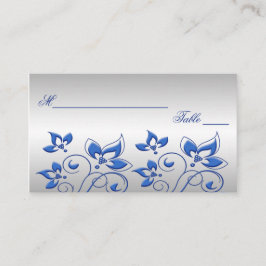Silver and Royal Blue Floral Placecards Platzkarte