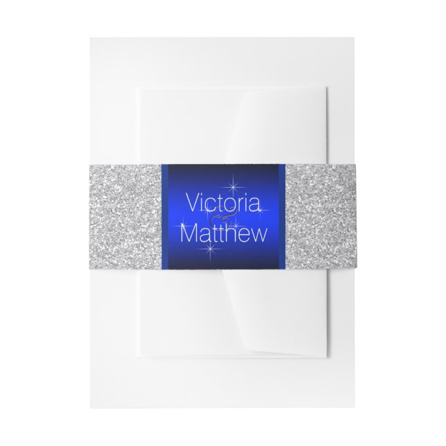 Silver and Royal Blue Wedding Einladungsbanderole (Vorderseite Beispiel)