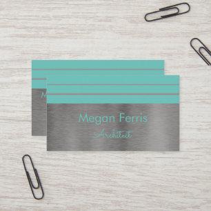 Silver and Seafoam Green Minimalistisch Business C Visitenkarte