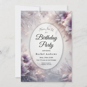 Silver and Soft Amethyst Winter Geburtstagsparty Einladung