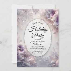 Silver and Soft Amethyst Winter Holiday Party Einladung