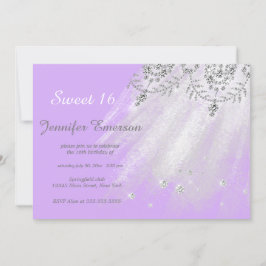 Silver and White Dress Glitzer 16 . Geburtstag Einladung