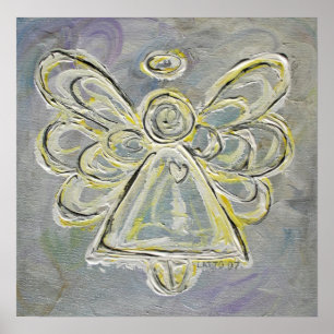 Silver and White Guardian Light Angel Poster Print