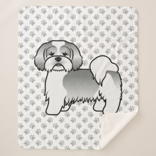 Silver and White Lhasa Apso Niedlicher Cartoon Dog Sherpadecke