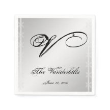 Silver and White Snowflake Winter Napkins