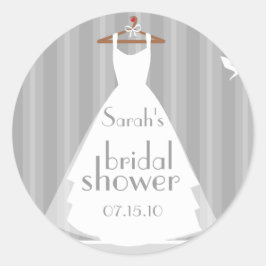 Silver and White Wedding Dress Brautparty Runder Aufkleber