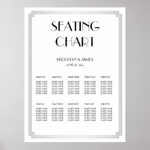 Silver And White Wedding Seating Chart Poster