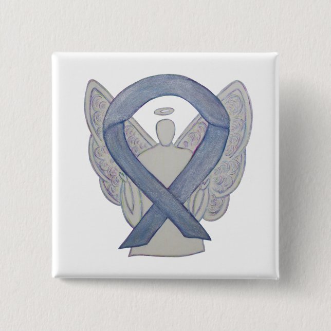 Silver Angel Awareness Ribbon Custom Art Buttone Button (Vorderseite)