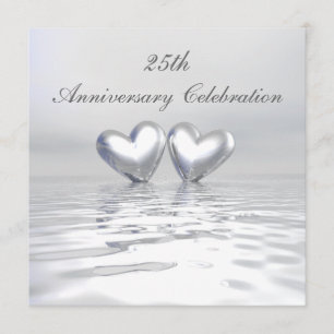 Silver Anniversary Hearts Einladung