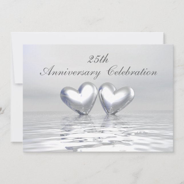 Silver Anniversary Hearts Einladung (Vorderseite)