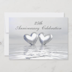 Silver Anniversary Hearts Einladung