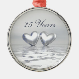 Silver Anniversary Hearts Ornament Aus Metall