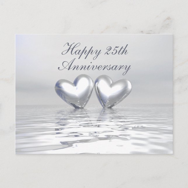 Silver Anniversary Hearts Postkarte (Vorderseite)