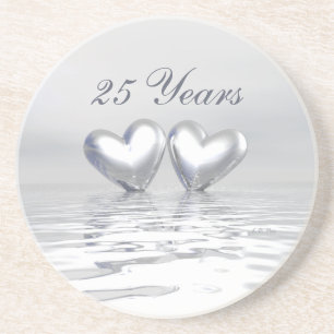 Silver Anniversary Hearts Sandstein Untersetzer
