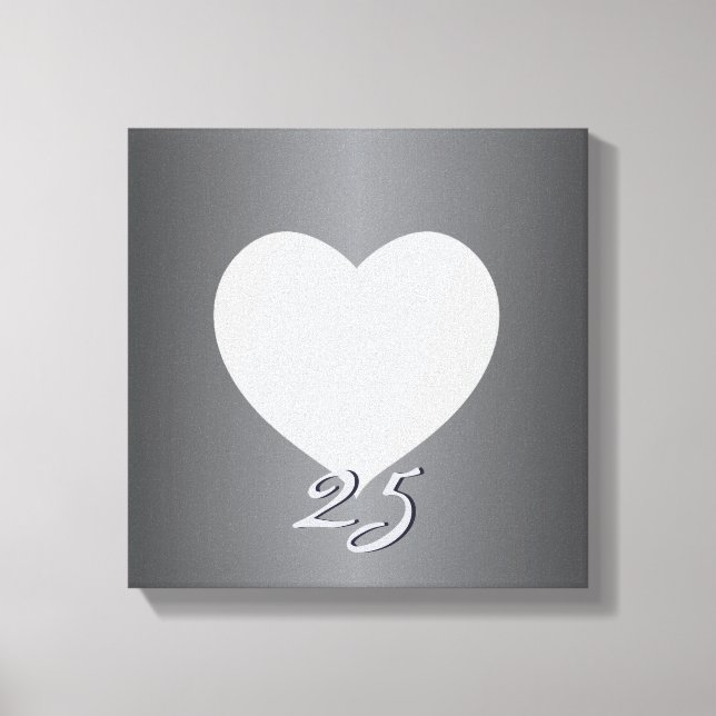 Silver Anniversary Schlicht Heart Frame 1 Foto Can Leinwanddruck (Vorderseite)